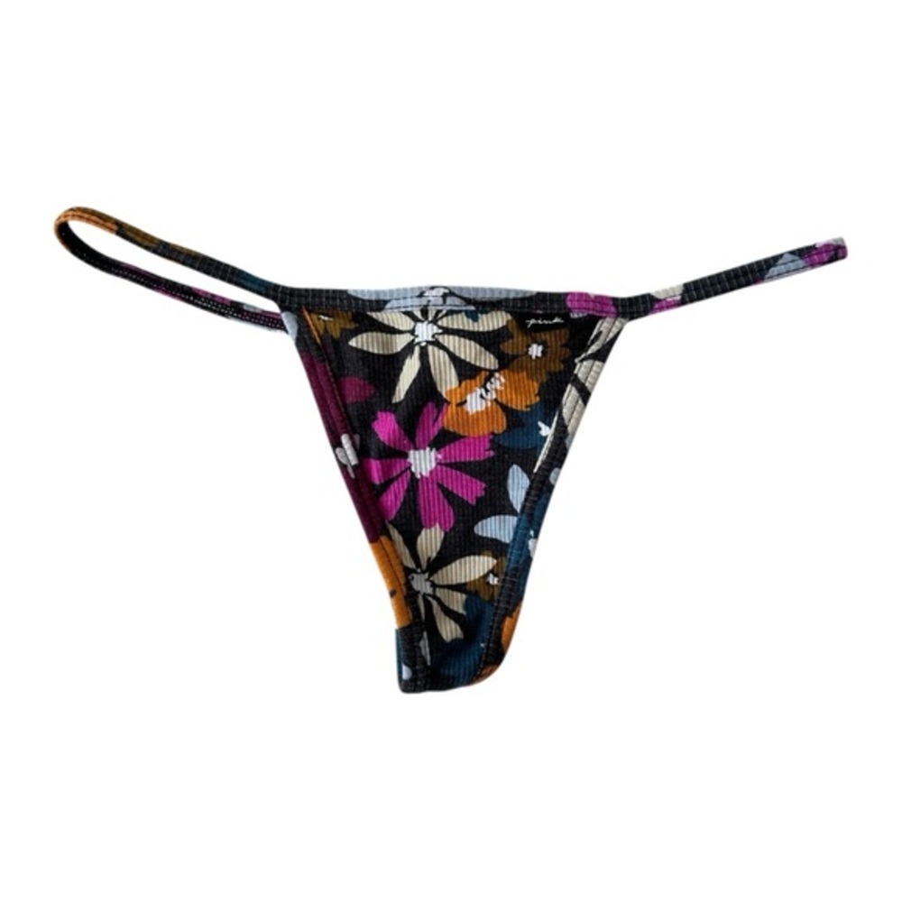 Victoria’s Secret PINK • Floral V-String • Black • Size S
